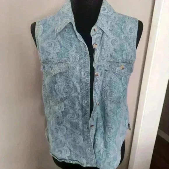BDG Urban Outfitters Women's Denim Paisley Button Down Boho Vest S - Picture 4 of 13